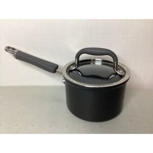Pampered Chef Saucepan with Lid Black Nonstick 3 Quart for Soups Sauces